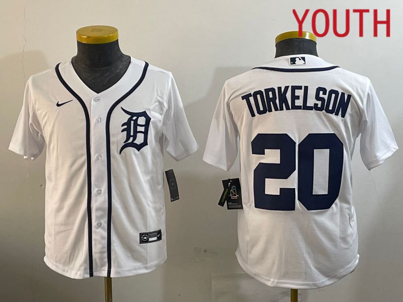 Youth Detroit Tigers #20 Torkelson White Game 2024 Nike MLB Jersey style 2->youth mlb jersey->Youth Jersey